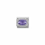 Composable Classic Link Oval-shaped Faceted Purple Stone And Silver