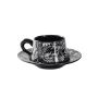 Monochrome Botanica Porcelain Cup & Saucer Set - Black
