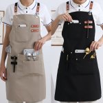 1PC Canvas Waterproof Apron With Four Pockets Perfect For Restaurants Home Kitchens Milk Tea Shops Flower Shops Cafes Roasters H