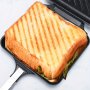 1PC Hot Sandwich Maker For Both Gas And Induction Stoves With Non-stick Plates Stovetop Toasted Sandwich Maker Dismountable Flip Pan For Home Kitchen Black