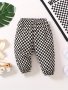 Baby's Trendy Checkerboard Pattern Pants Casual Elastic Waist Trousers Infant & Toddler Girl's Clothing For Spring Fall