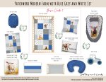 Cot Duvet Bedding Patchwork Modern Farm With Blue Grey And White Set