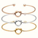 Simple Twisted Hollow Love Cross Knot Cuff Bracelet Bangle Alloy Hand Decoration Jewelry Gift