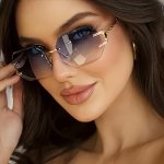 1PC Polygonal Frameless Gradient Fashion Fashion Glasses For Women Sun Protection Stylish Oversized Shades For Outdoor Wear