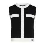 Contrast Piping Knit Top -black