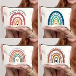 It Takes A Big Heart To Shope Little Minds Rainbow Pattern Cosmetic Bag Teacher Travel Toiletry Organizer Makeup Bags Purse Penc