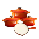 Smte Durable Cast Iron Cookware Set 7 Piece Orange With Keychain