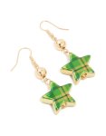Goldair Gold Green Gingham Star & Ball Drop Earrings