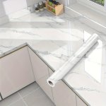 1 Roll Simple Style Marble Wallpaper Waterproof Oil Proof Self-adhesive Contact Paper For Countertop Living Room Kitchen Bedroom