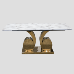 Modern Marble Top Dining Table - Silver