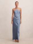 Kelli Lace Strappy Satin Maxi Dress - 16 Dove Blue