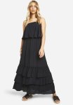 Bandeau Ruffle Maxi Dress - Black
