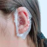 100PCS Ear Protector Caps Disposable Elastic Clear Shower Water Ear Covers Large For Hair Dye Shower Bathing Ear Cover Caps Spa