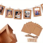 Paper Photo Frame Set With Hanging Clips And Twine Versatile Diy Picture Display Kit For Wall Decor Includes Craft Frames Clips 