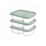 Smart 3 Piece Rectangular Storage Container Set Green