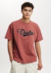 Cotton On Box Fit College T-Shirt - Ox Blood osaka Script