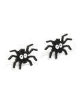 Black Coated Metal Spider Face Stud Earrings