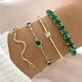 4pcs Shiny Iced Out Rhinestone Bangle Bracelet Set Stackable Hand Jewelry Bracelet
