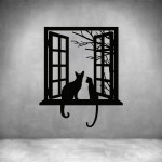 Cats Looking Out Window - Rust Coat L 1000 X H 830MM