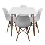 Square Table With 4 Chairs - White
