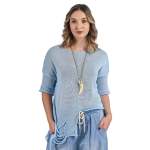 Aymetrical Short Sleeve Torn Pocket Top - Sky Free
