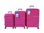 Smte Unbreakable Travel Luggage 3 Piece Suitcases Spinner Hot Pink With Keychain