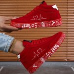Women's Solid Color Casual Sneakers Heart Print Soft Sole Platform Skate Shoes Valentine's Day Low-top Shoes
