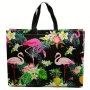 Flamingo Print Tote Bag Non-woven Packaging Gift Bag Large Capacity Handbag For Commute Shopping