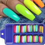 100PCS BOX Extra Long Coffin False Nails Glossy Solid Color Acrylic Fake Nails Press On Nails For Nail Extension Design