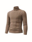 Men's Plain Turtleneck Sweater Trendy High Stretch Fashion Comfy Thermal Tops
