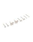 Waterproof Stainless Steel Cubic Zirconia & Peal Stud Earrings 4-PACK