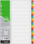 A4 Printed Board 1 - 31 Dividers 10 Pack - Assorted Colours
