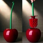 1PC Cherry-shaped Toilet Brush With Holder Plastic Toilet Brush With Long Handle Fun & Stylish Bathroom Cleaning Tool Suitable F