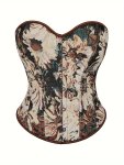 Vintage Oil Painting Print Slimming Waist Corset Lace Up Asymmetrical Hem Strapless Top For Spring & Summer Women's Clothing