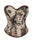 Vintage Oil Painting Print Slimming Waist Corset Lace Up Asymmetrical Hem Strapless Top For Spring & Summer Women's Clothing