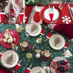Christmas Dining Table Decoration Set 10-PIECE Velvet MINI Santa Hat Silverware Holders And Wine Bottle Decor Knit Fabric Polyes