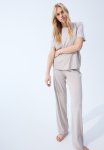 Pyjama Top And Bottoms - Light Greige Marl