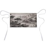 Vstadank Black And White Landscape Server Aprons With 3 Pockets Durable Adjustable Half Aprons Fashion Oil&waterproof Waist Apro