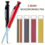 Solid Carpenter Pencil With Refill Lead And Built-in Sharpener For Deep Hole Mechanical Pencil Scribing Marking Woodworking Tool