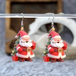 Charming Acrylic Santa & Christmas Tree Dangle Earrings - Perfect For Casual Attire Teens & Holiday Parties