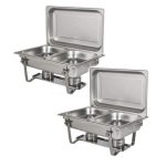 Smte Stainless Steel Double Chafing Dish Pack Of 2 16L 2 Pack With Keychain