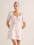 Mallory Gathered Cotton MINI Dress - 16 Light Rosalie Ditsy