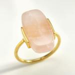 18CT Gold Rose Quartz Gemstone Ring - 58 Rose Quartz
