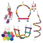 17PIECE Bird Toys Set Parrot Swing Chewing Hanging Bell Parakeet Cage Toys