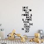 Love You To The Moon Wall Sticker - Metallic Rose Gold
