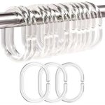 12 Pieces Open Shower Curtain Hook Rings Oval Hanging Silver