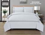 Simon Baker T200 Cotton Percale Embroidered Duvet Cover Set - Roxanne Marine stone Various Sizes - Marine Super King 260 X 230