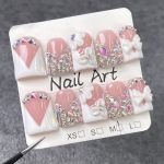 Handmade Press On Nails Short Duck White Homemade Press On Nails French Tip With 3D Design Fake Nail Art For Women S