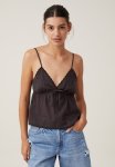 Cotton On Cotton Lace Cami - Washed Black