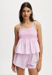 Cotton On Shirred Woven Sleep Set - Tilly Floral Pirouette Pink